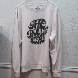 Cream Rolling Stones Tee with Red and Black Logo